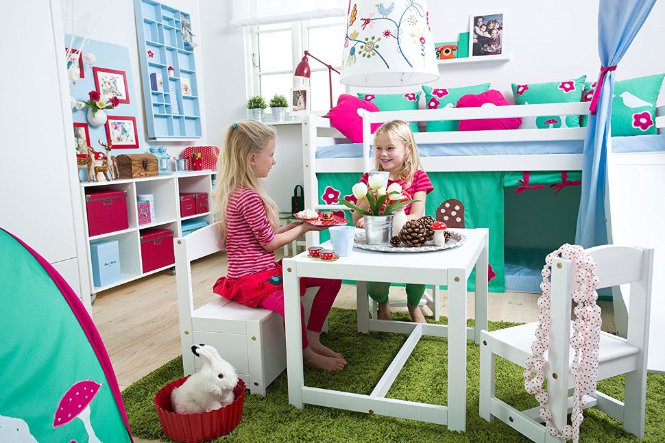 Детский комплект стол со стульями и банкеткой Hoppekids Mathilde 