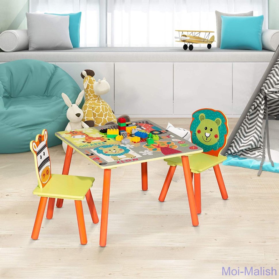 Детский комплект стол и стулья Woltu  Forest Animals