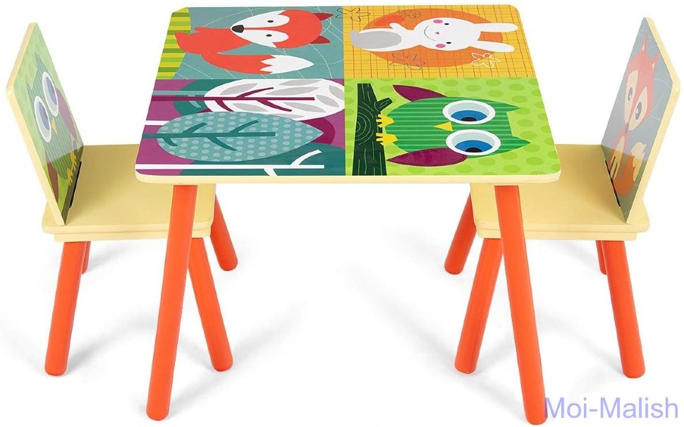 Детский комплект стол и стулья Costway Play Art 