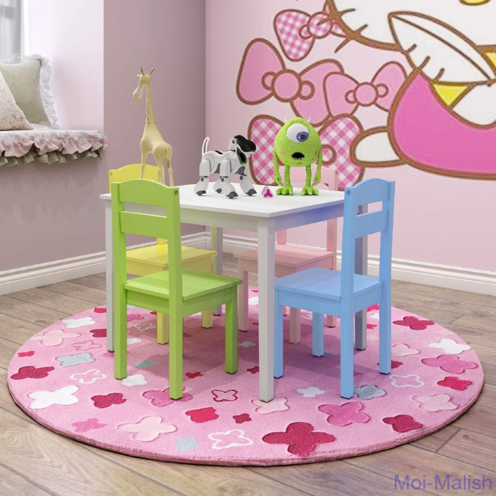 Детский комплект стол и стулья Costway Piece 